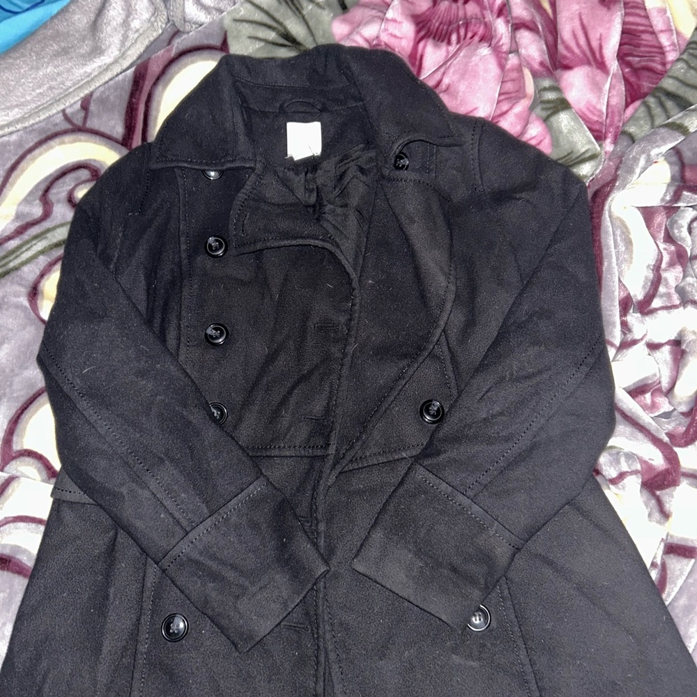 Women's Black Double-Breasted Coat